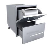 Sunstone Designer Series 23"H Multi-Configurable Paper Towel Drawer Combo featuring weather sealed box for BBQ accessories.